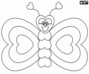 desenho de A borboleta de corações para colorir