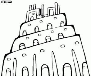 desenho de A bíblica torre de Babel para colorir