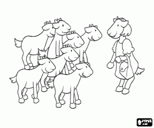 desenho de A cabra mãe adverte as pequenas cabras para colorir