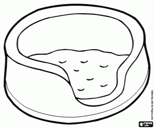 desenho de A cama para o gato pequeno para colorir