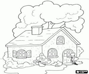 desenho de A casa da avó para colorir