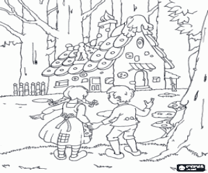desenho de A casa da bruxa na floresta para colorir