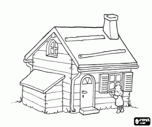 desenho de A casa da floresta e a menina para colorir