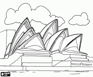 desenho de A casa de ópera de Sydney, Austrália para colorir
