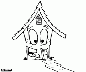 desenho de A casa sorridente e o caminho para colorir