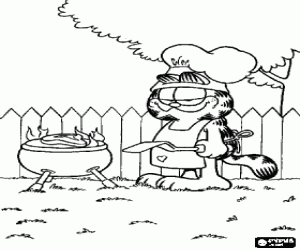 desenho de A churrasqueira do Garfield para colorir
