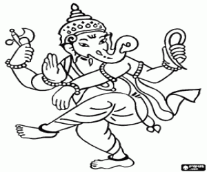 desenho de A dança de Ganesha no Diwali para colorir