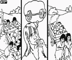 desenho de A descoberta da roda para colorir