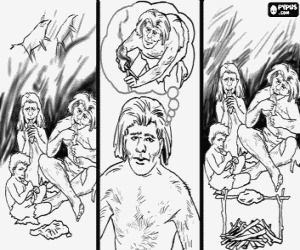 desenho de A descoberta do fogo para colorir