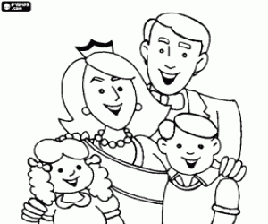 desenho de A família em comemoração das mães para colorir