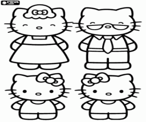 desenho de A família de Hello Kitty para colorir