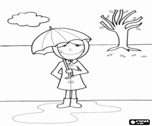 desenho de A garotinha pronta para chuva para colorir