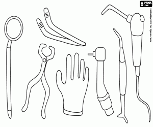 desenho de A instrumentação do dentista para colorir