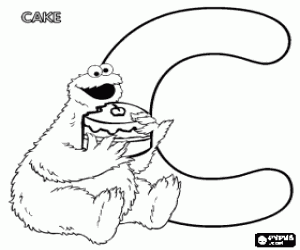 desenho de A letra C e Cookie Monster para colorir