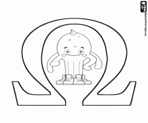 desenho de A letra grega Omega com Pypus para colorir