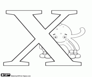 desenho de A letra russa Х e Pypus para trás para colorir