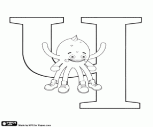 desenho de A letra russa Ч com Pypus para colorir