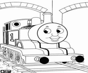 desenho de A locomotiva Thomas e o túnel para colorir