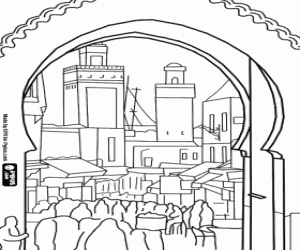 desenho de A Medina de Fez, Marrocos para colorir