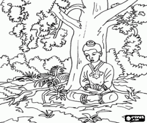 desenho de A meditação de Siddhartha Gautama para colorir