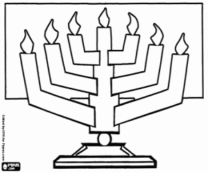 desenho de A menorá, um candelabro judaico para colorir