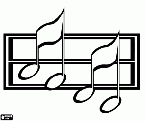 desenho de A música, as notas musicais para colorir