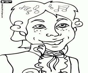 desenho de A música na cabeça de Mozart para colorir