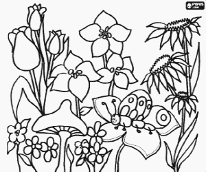 desenho de A natureza na primavera para colorir