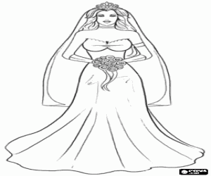 desenho de A noiva no casamento para colorir