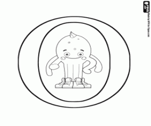 desenho de A Omicron, a letra grega e Pypus para colorir