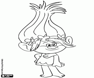desenho de A otimista Poppy, a líder troll para colorir