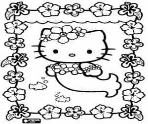 desenho de A pequena sereia Hello Kitty para colorir