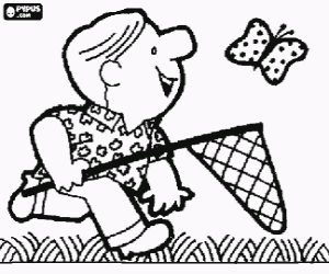 desenho de A perseguição de uma borboleta para colorir