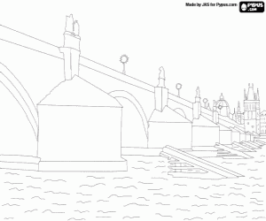 desenho de A Ponte Carlos em Praga para colorir