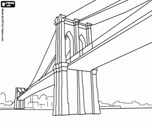 desenho de A ponte de Brooklyn, em Nova York para colorir