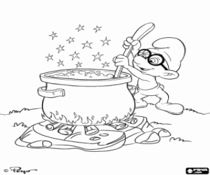 desenho de A poção mágica de Smurf Gênio para colorir