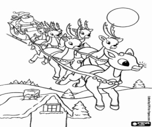 desenho de A primeira rena é Rudolph para colorir
