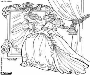 desenho de A Princesa Leonora e o vestido para colorir