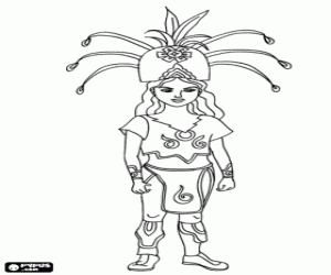 desenho de A Princesa Maia com penas para colorir