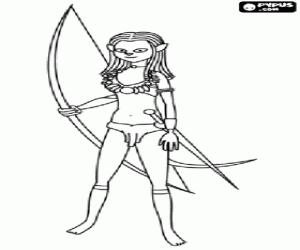 desenho de A princesa Neytiri com armas para colorir