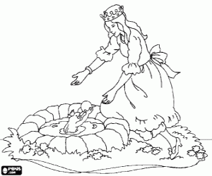 desenho de A princesa e o sapo príncipe para colorir