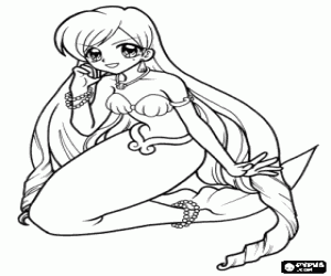 desenho de A princesa sereia Karen para colorir
