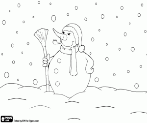 desenho de A queda de neve e boneco de neve para colorir