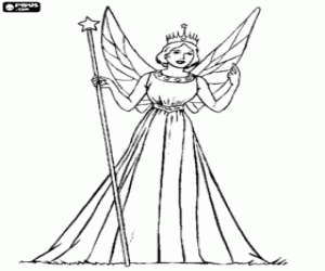 desenho de A Rainha das Fadas com a coroa para colorir