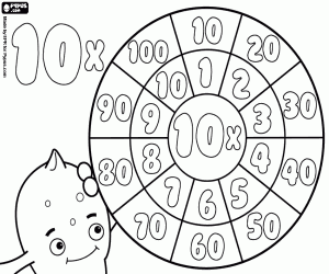 desenho de A roda de multiplicar por 10 para colorir