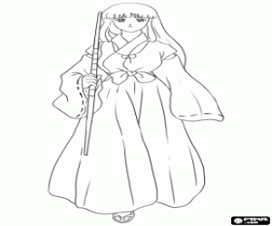 desenho de A sacerdotisa Kikyou, Inuyasha para colorir