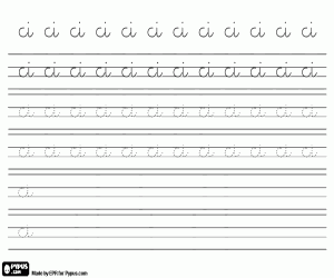 desenho de A sílaba CI para escrever para colorir