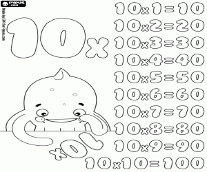 desenho de A tabela de multiplicação de 10 para colorir