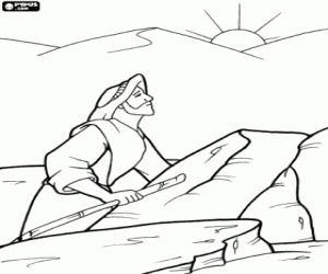 desenho de A tentação de Jesus no deserto para colorir