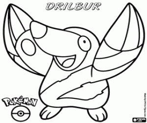 desenho de A toupeira Pokemon, Drilbur para colorir